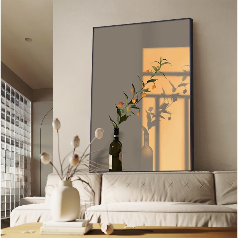 现代侘寂风花卉装饰画高级感客厅沙发背景墙挂画玄关创意壁画图片