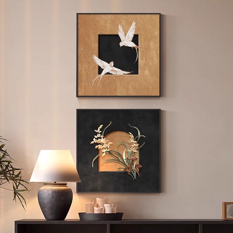 复古艺术客厅墙面装饰画法式中古卧室书房摆台画方形壁画玄关挂画图片