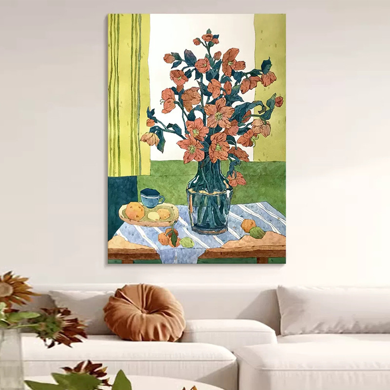 大芬村客厅手绘油画玄关波普艺术丙烯画卧室花卉肌理画大芬村挂画