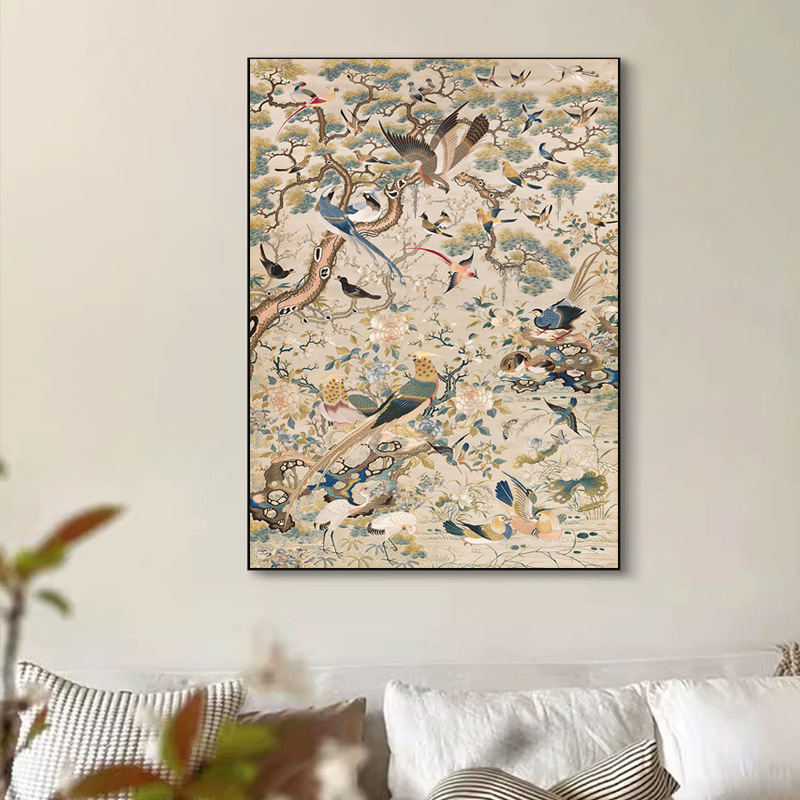 花鸟祥和图法式中国风客厅装饰画新中式餐厅书房挂画复古艺术国画