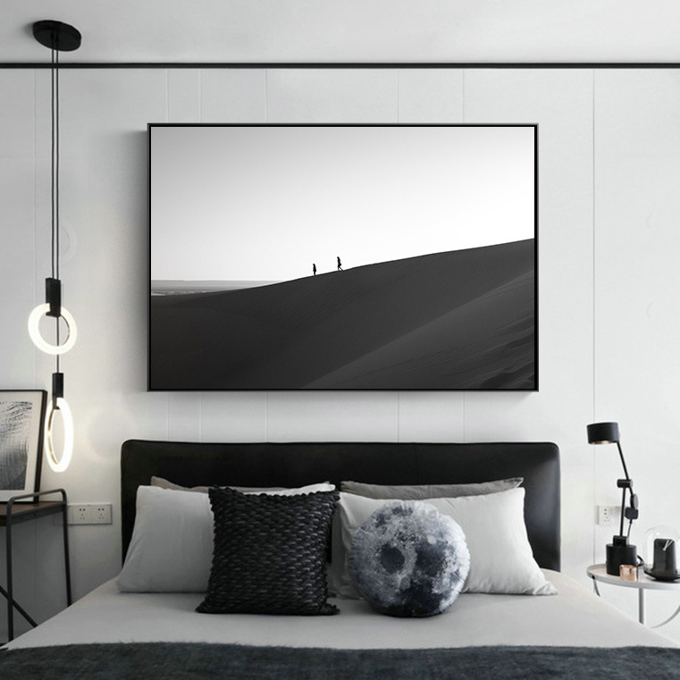 北欧黑白客厅装饰画现代餐厅背景油画创意个性工业风卧室床头挂画图片