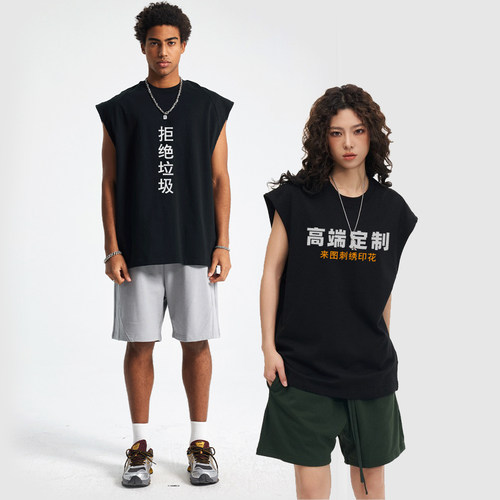 无袖背心运动团体服logo来图定制