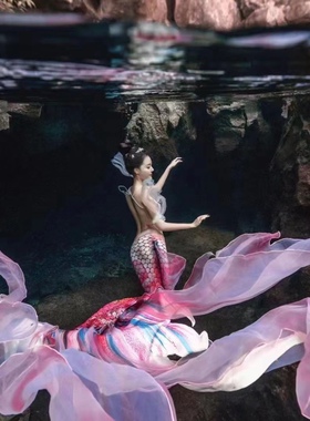Waterlily玉环系列YK美人鱼潜水鱼尾泳衣鱼皮拍摄表演成人定制款