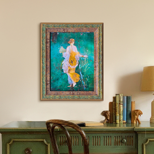 法式复古人物石板花神芙罗拉客餐厅装饰画古典小众艺术挂画