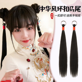 挂环扣低马尾假发辫子新中式 国风仿真发中华娘双马尾旗袍假发发饰