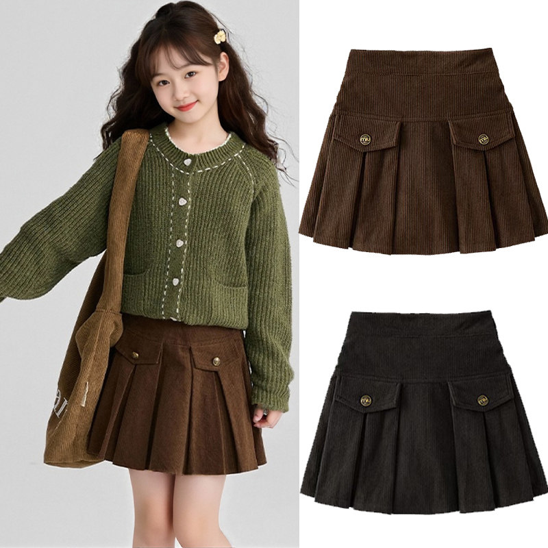 女童灯芯绒半身裙秋冬2025新款儿童百褶短裙冬季加厚裙子女孩短裙,童装/婴儿装/亲子装,半身裙,淘宝优惠券,粉丝福利购,淘宝优惠卷