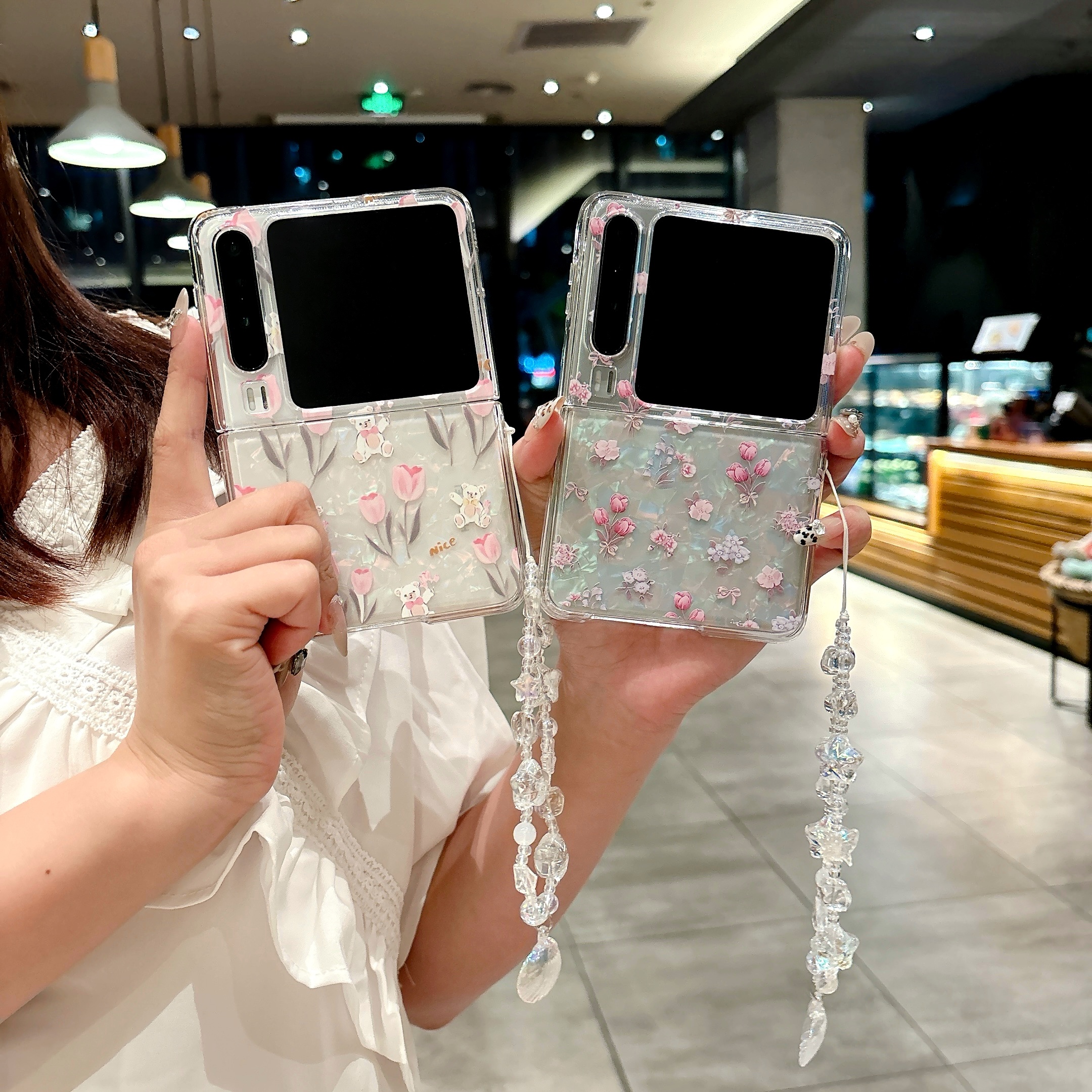 适用华为PuraX手机壳透明新款郁金香彩贝花壳purax阔叠屏典藏版保护套全包防摔带挂绳女超薄ins高级感手提壳
