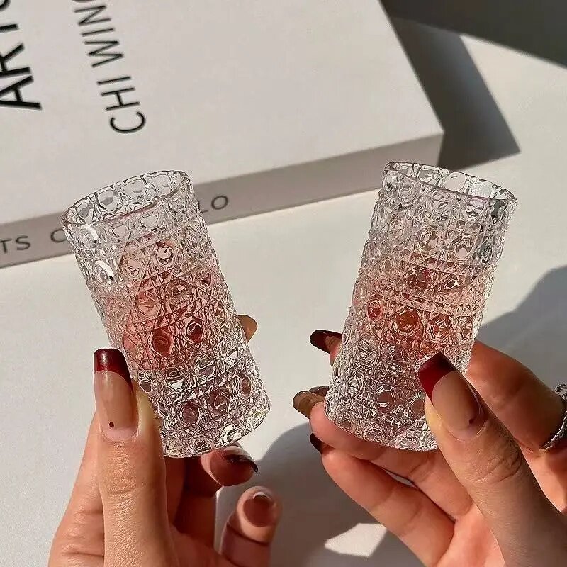 十只装简约轻奢创意钻石纹一口小酒杯高透玻璃家用聚会自饮套装