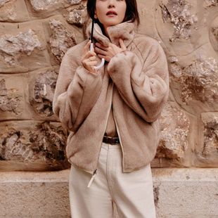 高圆圆同款 双面两穿毛领派克服毛毛外套女EBE4COT011 ED2025冬新款