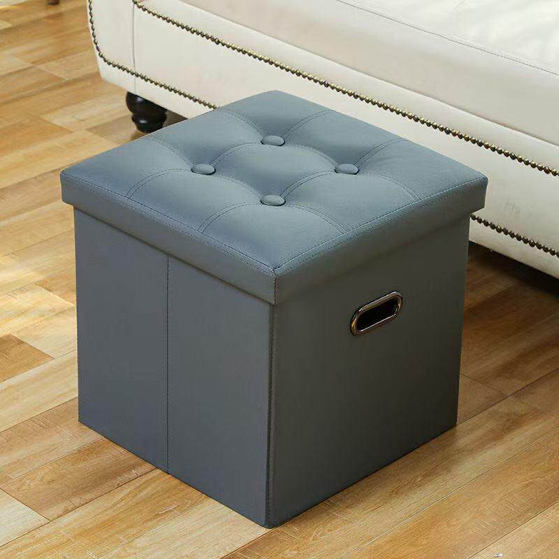 家居用品长方形家用储物凳可坐人多功能可折叠收纳箱仿真皮收纳凳