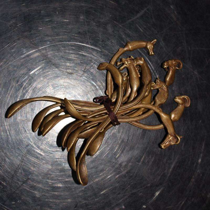 古玩铜器仿古老式做旧八仙勺子汤匙摆件