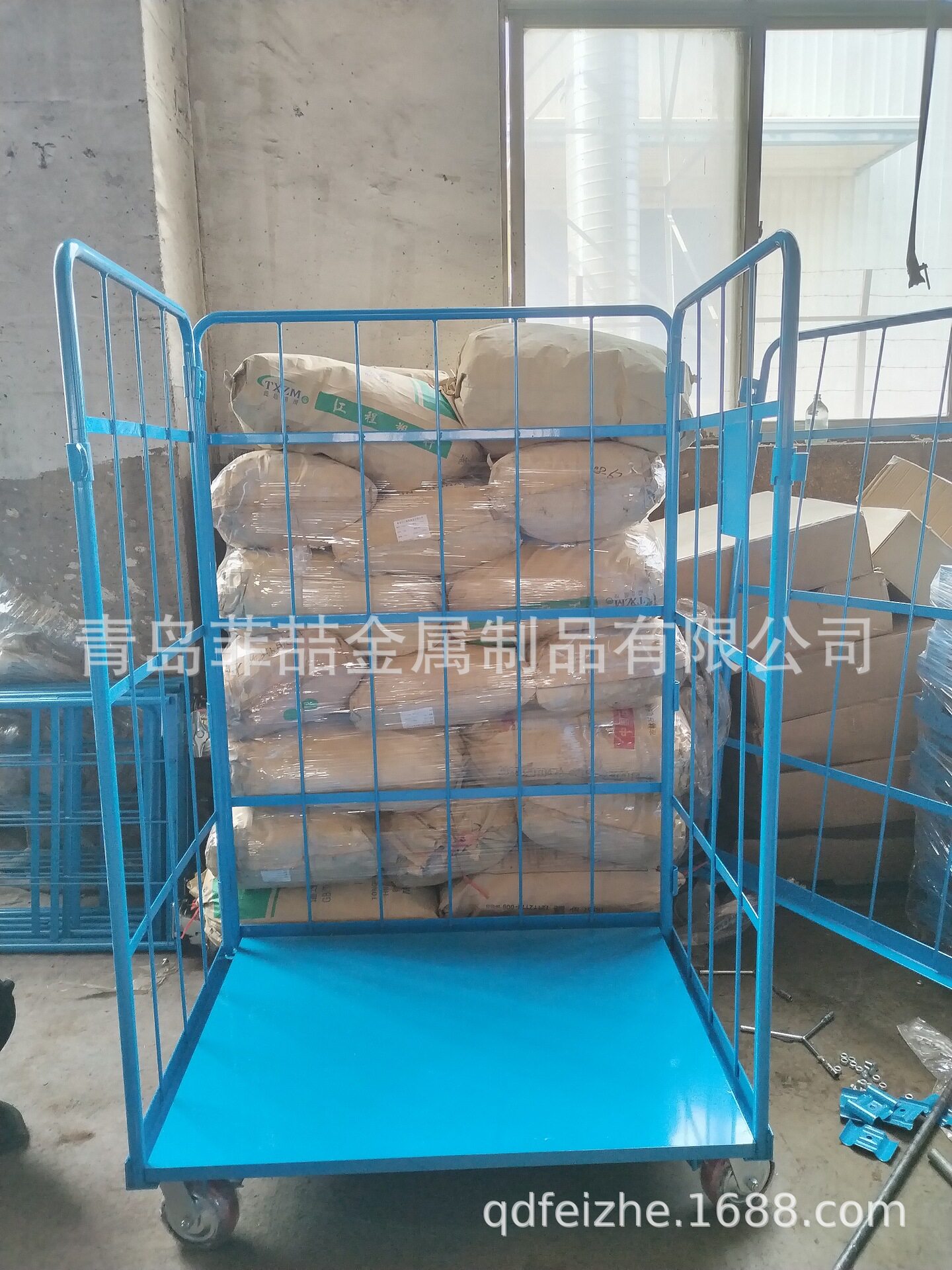 菲喆四面折叠物流仓储周转台车