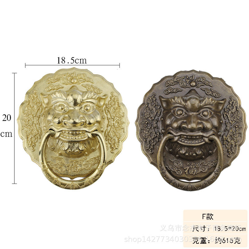 仿古大门18.5cm复古建筑大门纯铜狮子头拉手别墅门拉手仿古拉手