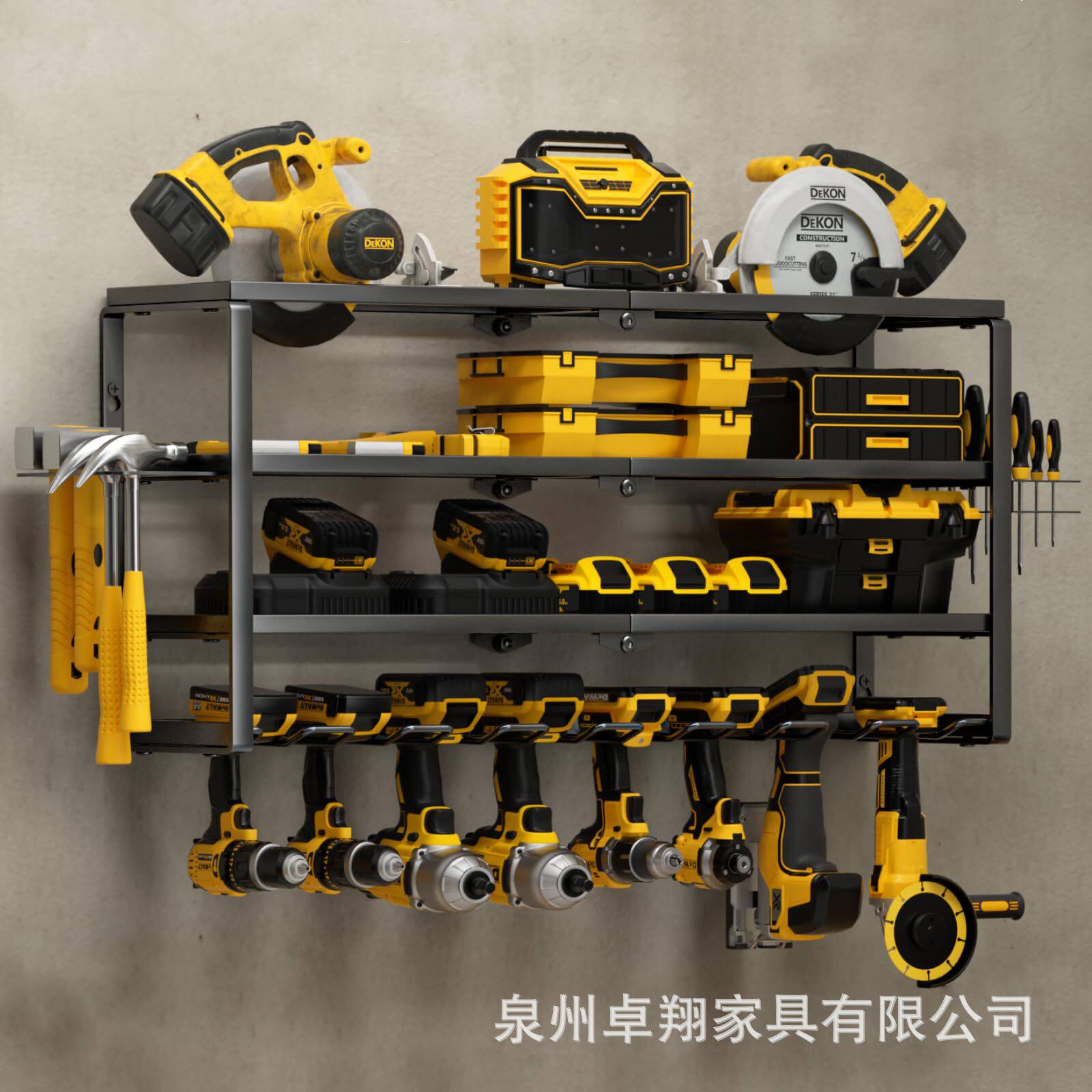 可折叠电动工具收纳架壁挂式重型车库工具储存架金属手电钻挂架