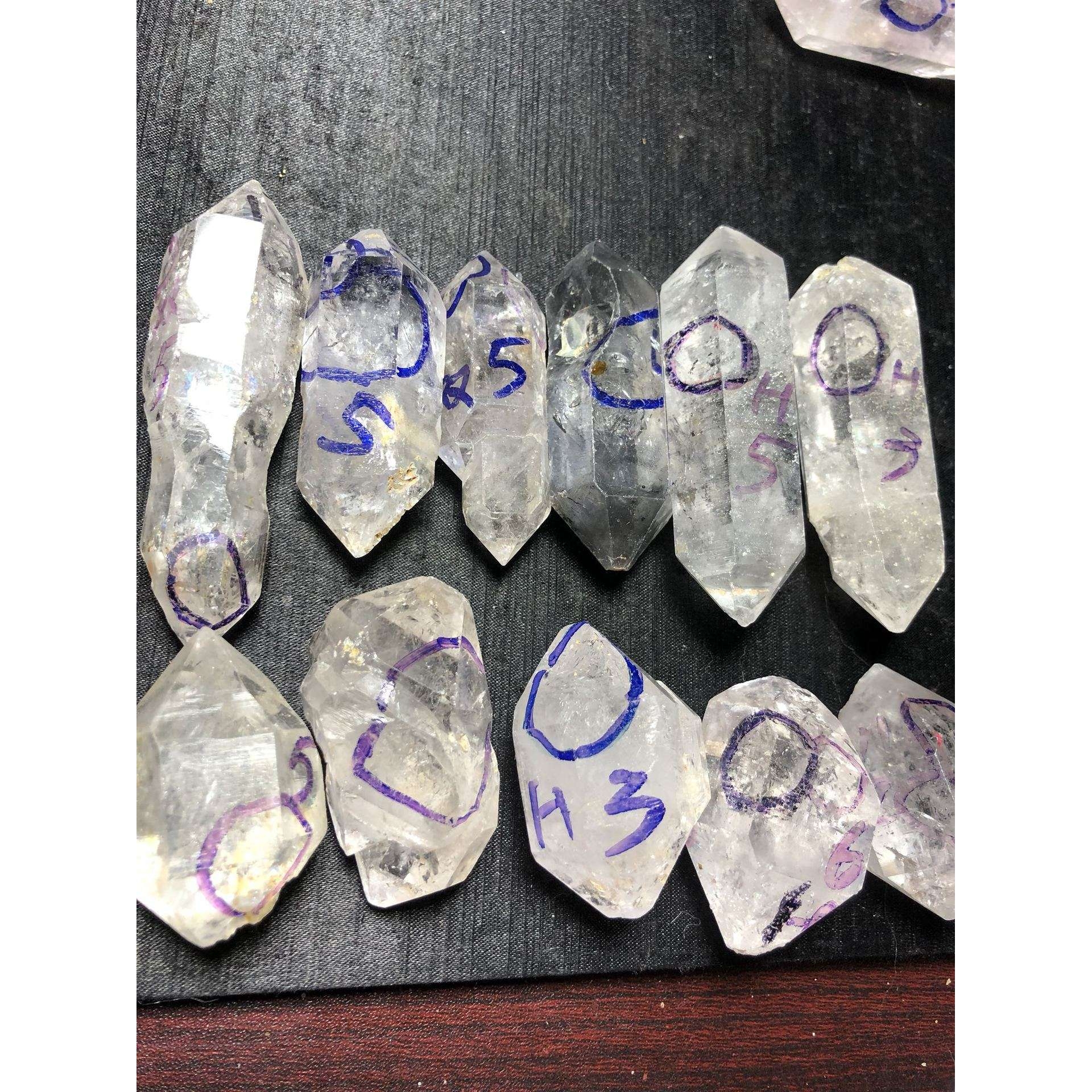 Herkimer Diamond赫尔基蒙水晶 闪灵钻天然白水晶原石双尖大块