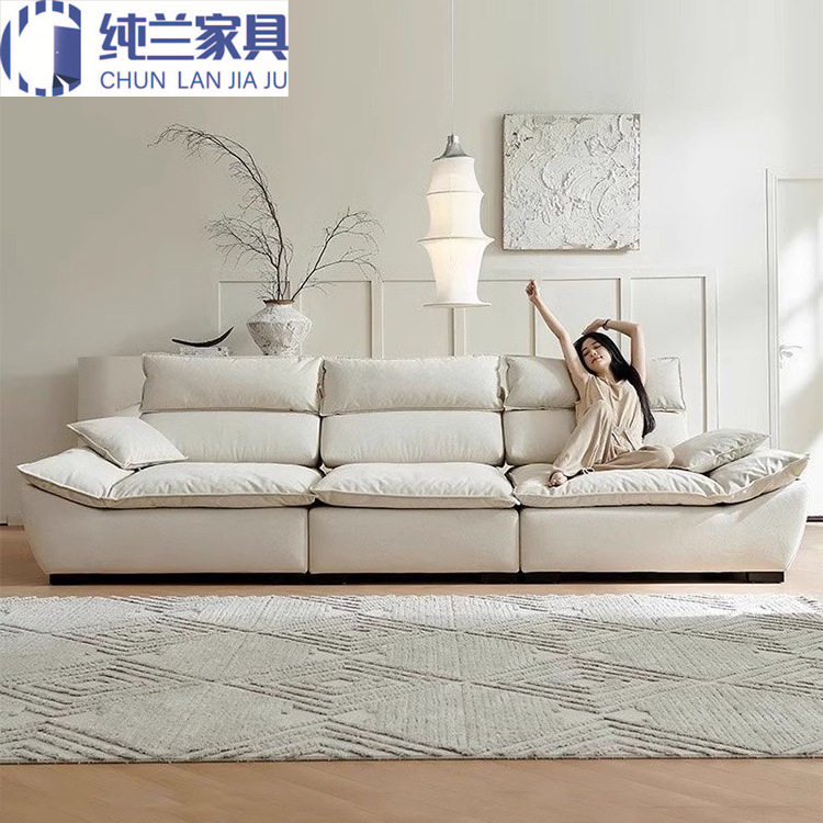 意式轻奢帆船流线沙发现代简约客厅布艺沙发羽绒靠垫阅读休闲家具图片