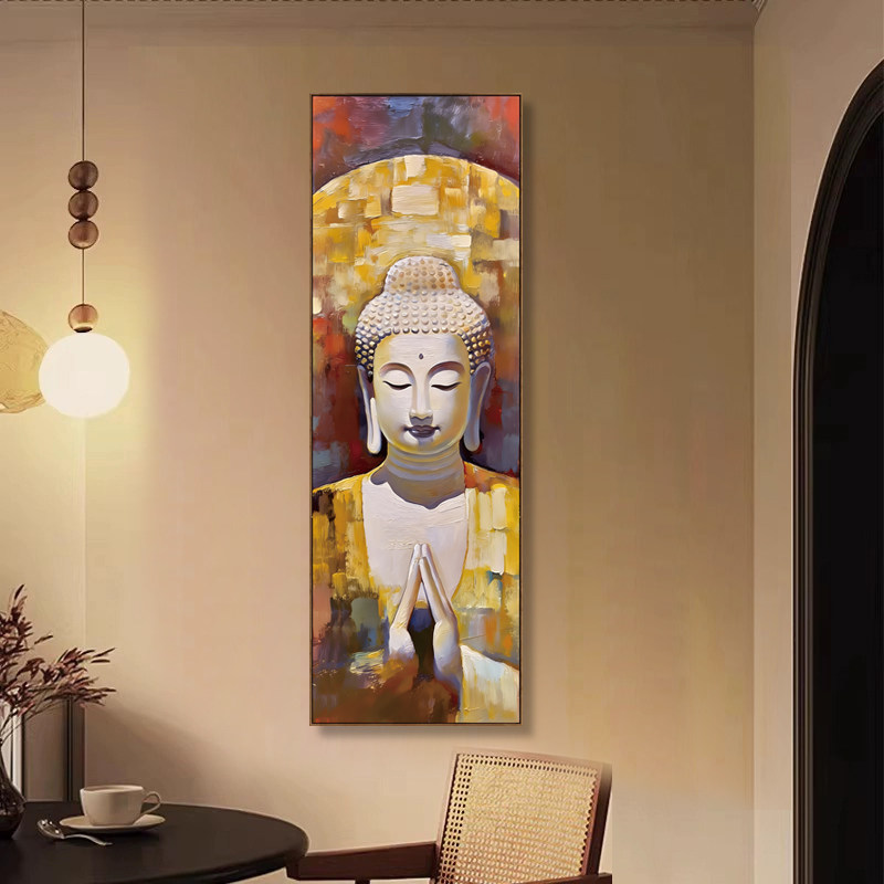 大日如来玄关画现代简约佛像装饰画客厅卧室挂画抽象艺术壁画禅意