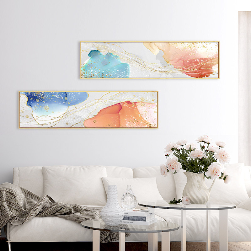 北欧风格抽象色彩装饰画客厅沙发背景墙挂画卧室床头墙画暖色壁画