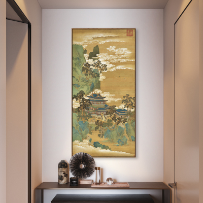 宋式古风仙山楼阁玄关装饰画