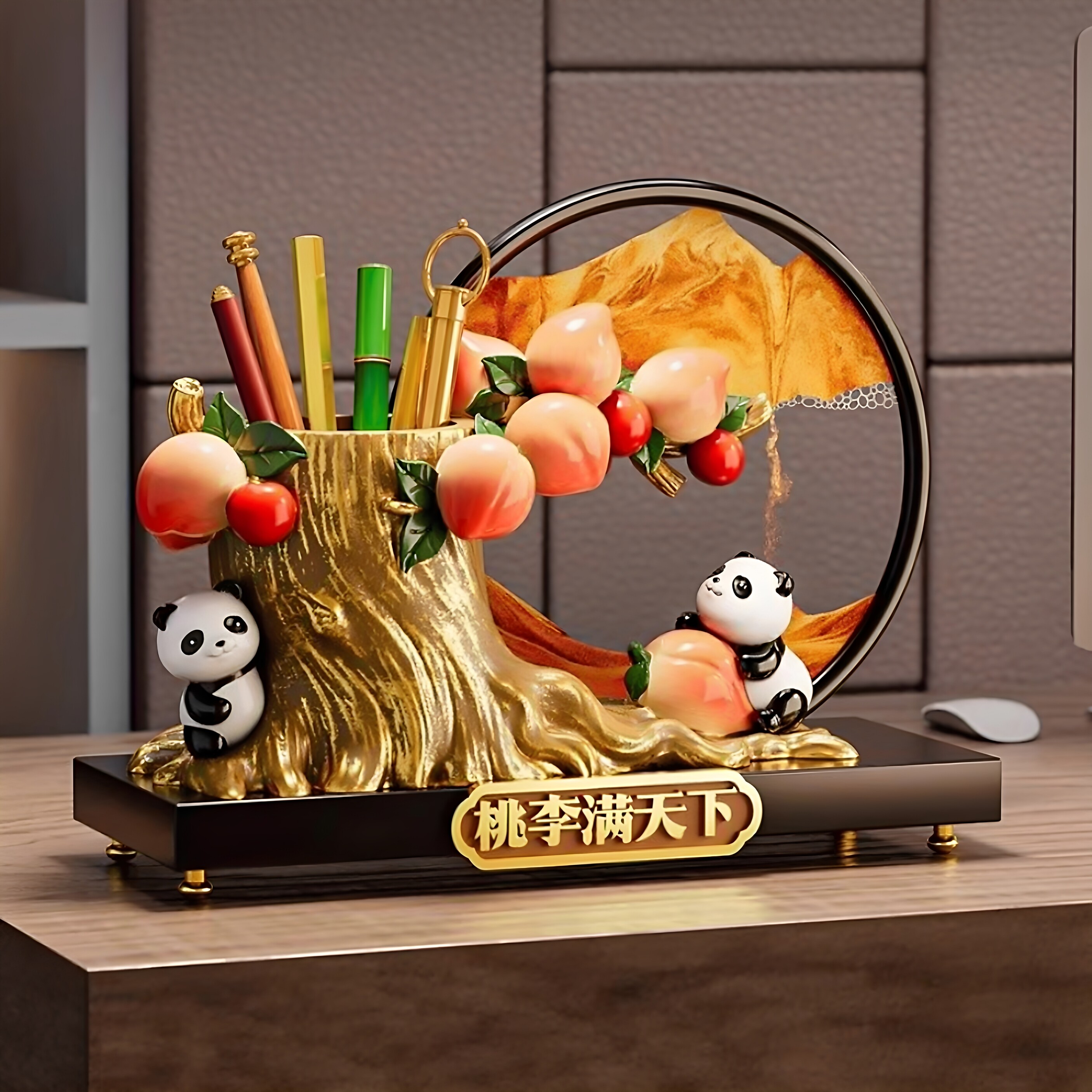 中国风文创笔筒流沙画摆件办公室桌装饰实用教师节礼物毕业送老师