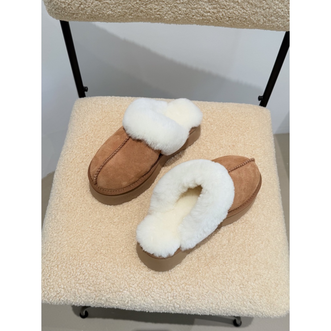 牛皮版厚底增高包头半拖