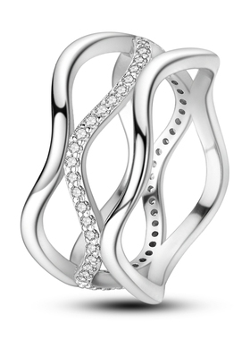 MYBEBOA美缤宝戒指女款2026新款闪耀多层波浪戒指独特漂亮