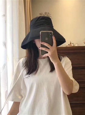 日本uv渔夫帽女夏遮阳帽防紫外线日系太阳帽大帽檐防晒帽子女遮脸
