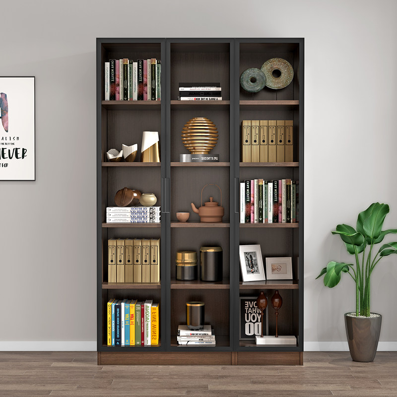 轻奢北欧两门书柜书架书房置物柜客餐厅玻璃门展示柜简约现代家具