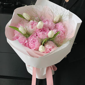 全国芍药混搭玫瑰花束送女友生日鲜花速递同城北京上海深圳配送店