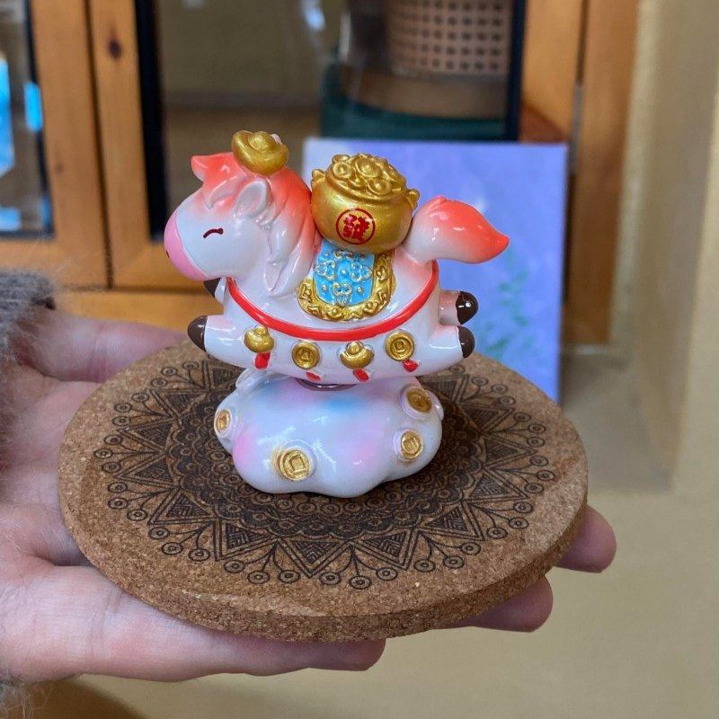 马年开运景德镇转转小马创意旋转桌面摆件精致车载小摆件,家居饰品,装饰摆件,淘宝优惠券,粉丝福利购,淘宝优惠卷