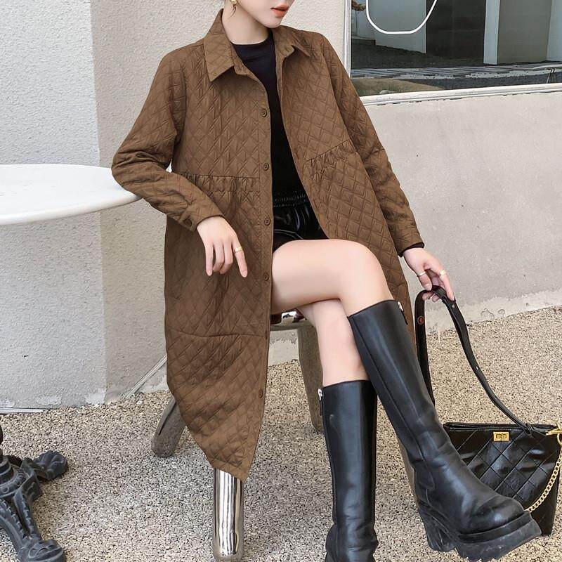 ROUMIKL夹风衣外套女秋冬2025新款菱格服冬季中长款衣欧货大码袄
