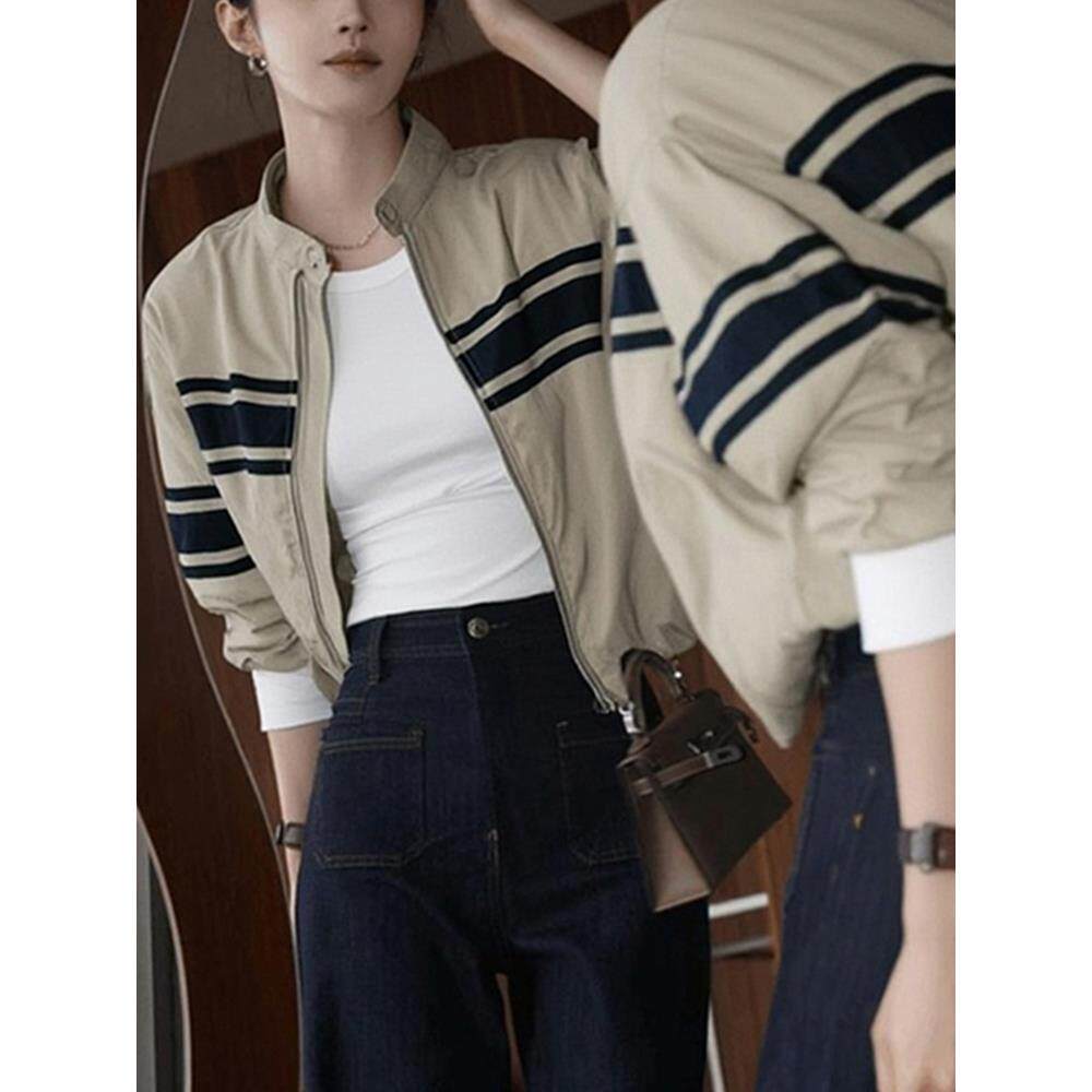 ROUMIKL高级感上衣女装秋冬季2025新款外贸原单英伦风小香风卡其