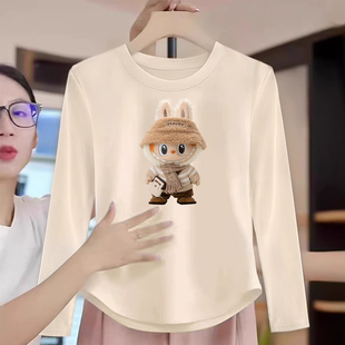 女大童德绒打底衫内搭秋冬款儿童韩版加绒厚修身短款长袖保暖上衣