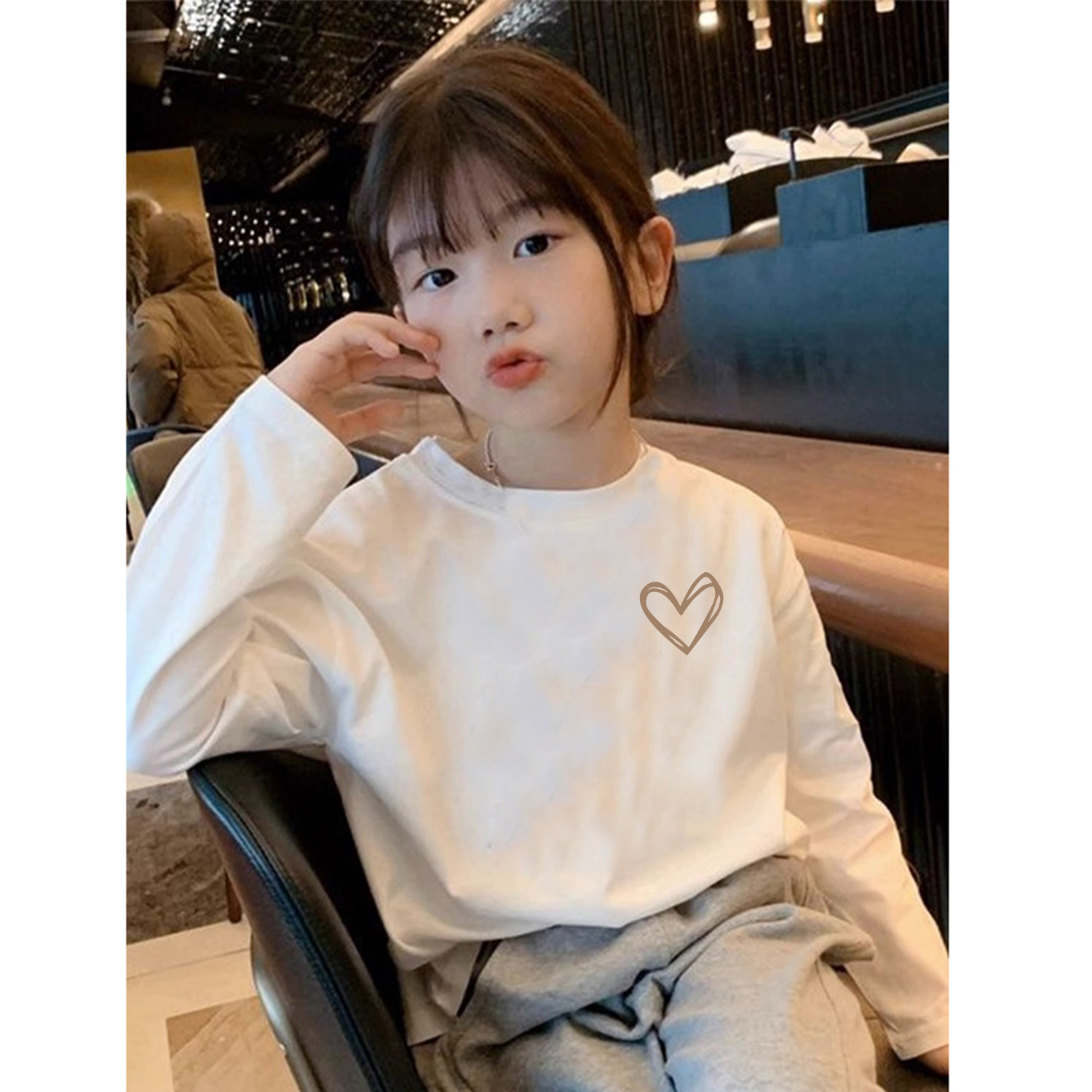 女童纯棉长袖T恤春秋装中大儿童宝宝白色宽松打底衫内搭外穿上衣,童装/婴儿装/亲子装,T恤,淘宝优惠券,粉丝福利购,淘宝优惠卷