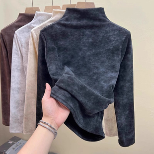 女童修身短款德绒打底衫内搭加厚秋冬2025新款加绒磨毛儿童上衣服