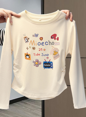 女童装纯棉短款长袖t恤春秋打底衫内搭修身儿童早秋洋气秋上衣服