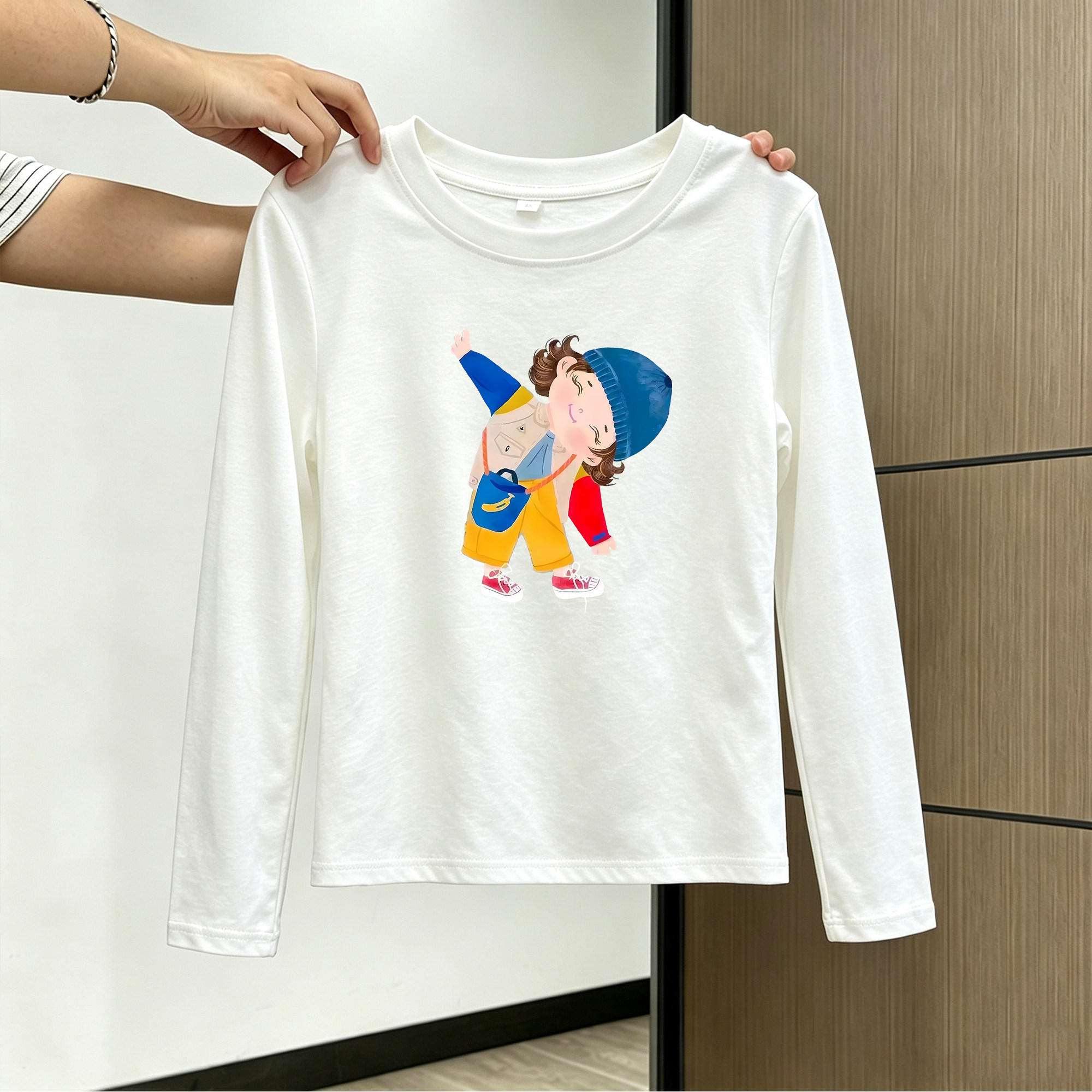 男童女童纯棉长袖t恤春秋季卡通印花薄款宽松设计感儿童秋衣上衣