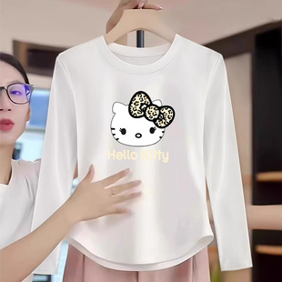 女童德绒打底衫内搭修身短款不规则儿童洋气kt猫长袖T恤加绒上衣