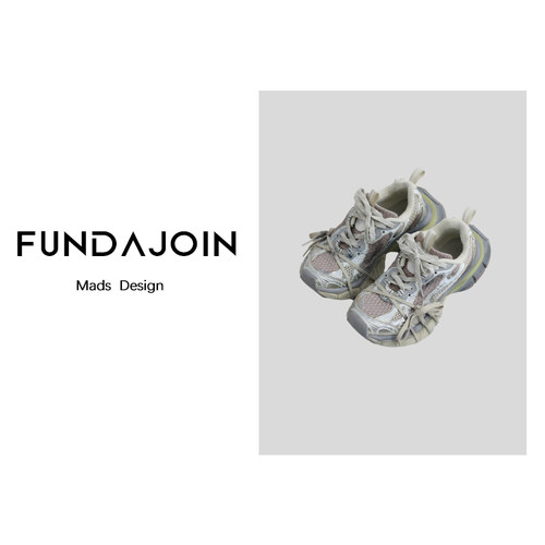 FUNDAJOIN 银灰色老爹鞋做旧厚底增高运动鞋F302