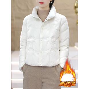 ROUMIKL服女士短款2025冬季新款宽松加绒衣波浪纹面包服加厚外套