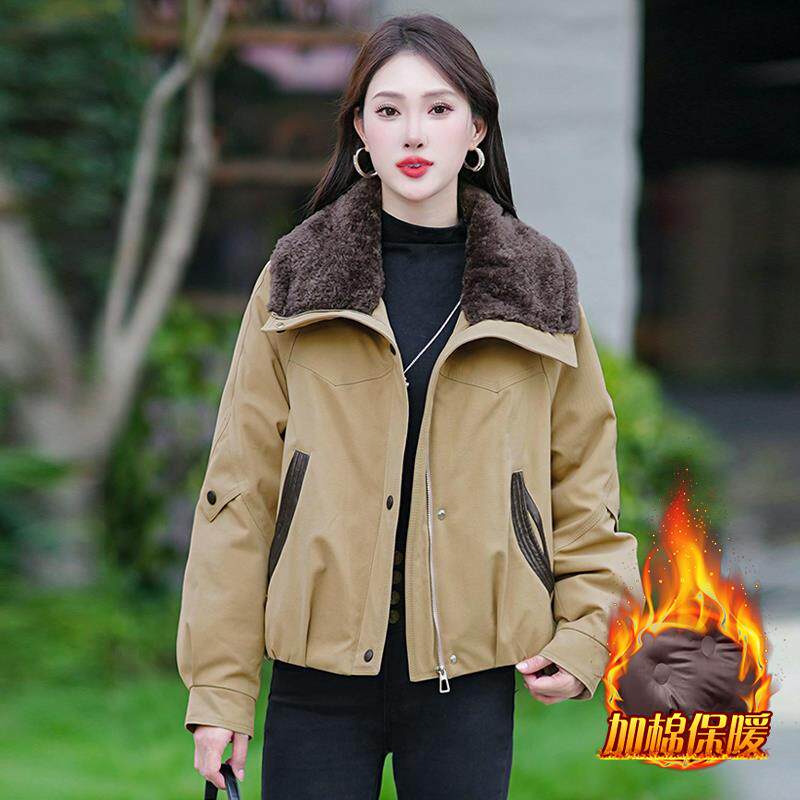 ROUMIKL短款翻领衣服女款2025年冬季新款加厚保暖独特漂亮小袄外