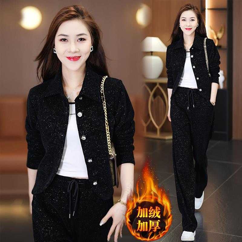 ROUMIKL欧货加绒加厚保暖时尚套装女2025秋冬季新款韩版外套休闲