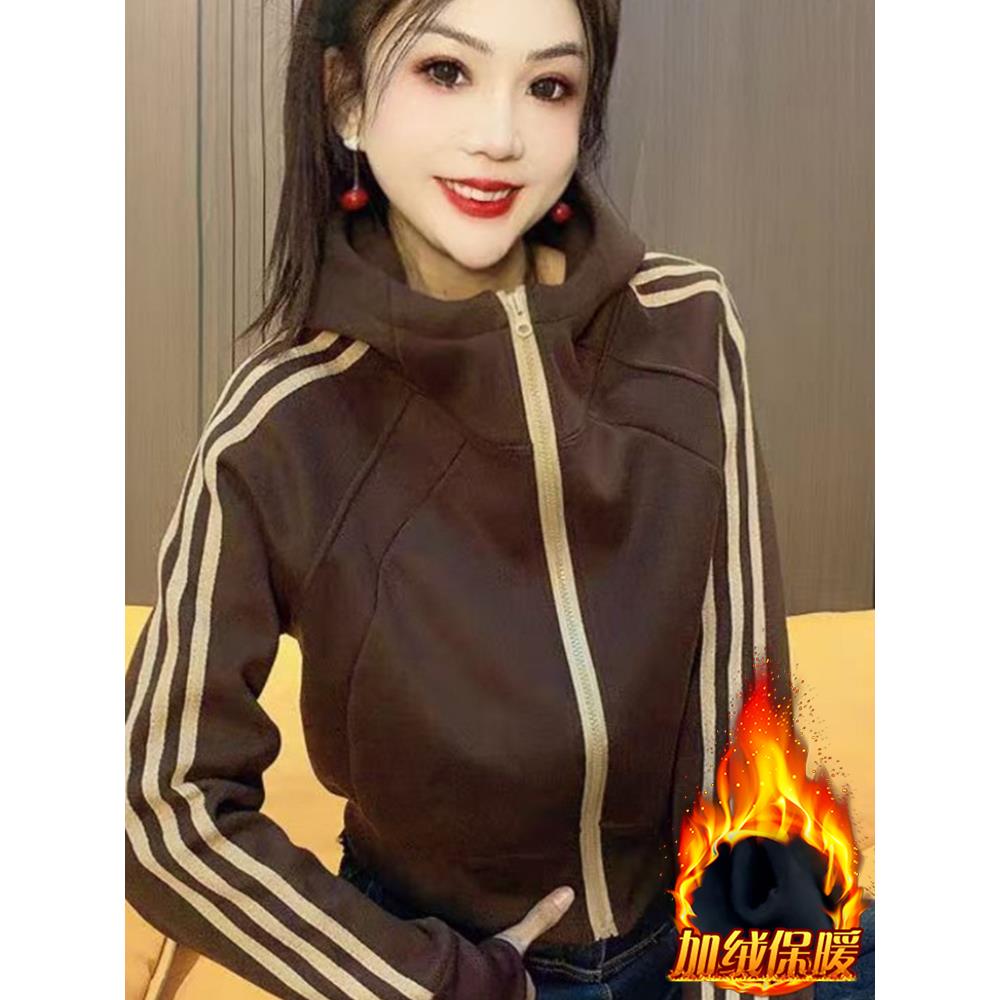 ROUMIKL巨好看的初冬连帽卫衣外套女2025新款今年流行爆款设计感