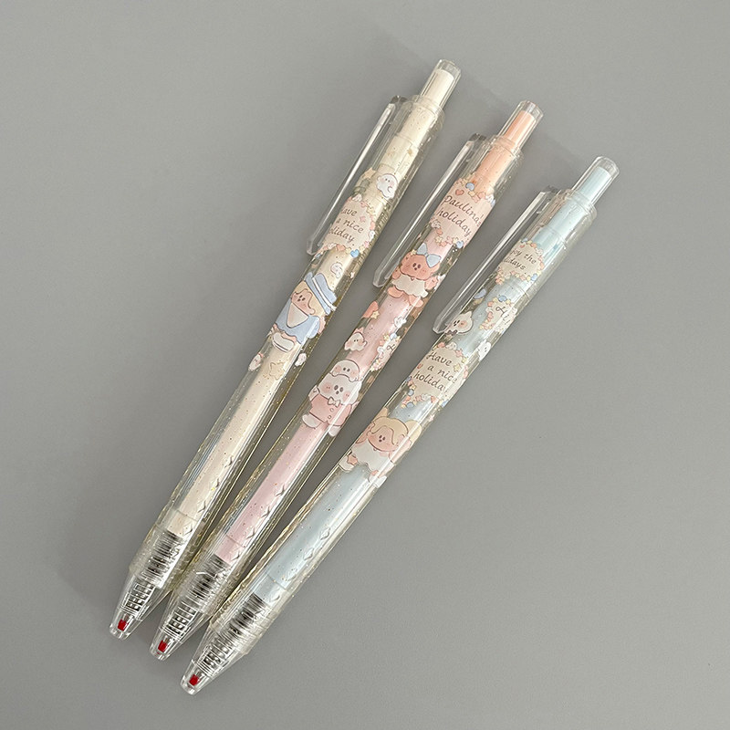 아침 햇살 파울리나 드림 파티 프레스 젤 펜 속건 매우 귀여운 프레스 워터 펜 학생 수험 시그니처 펜 반투명 막대 H2812 블랙 0.5