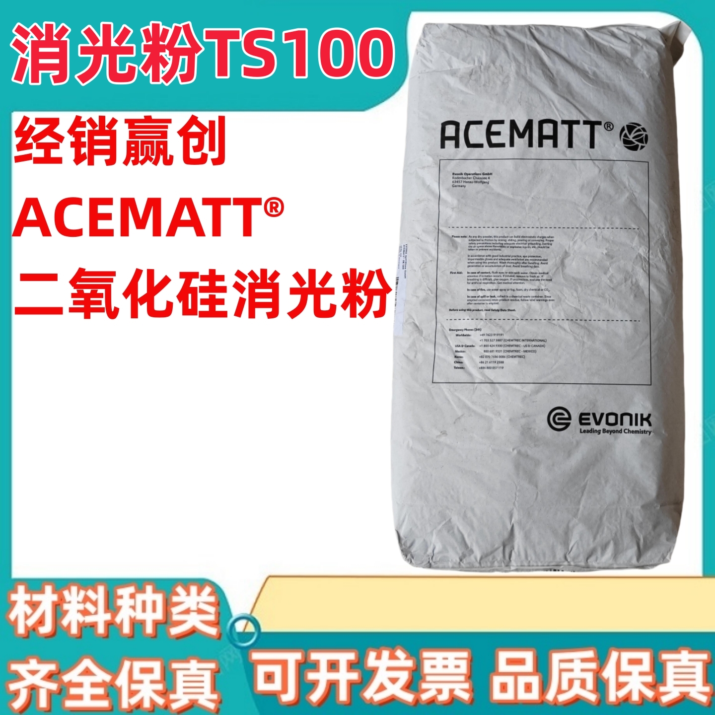 赢创德固赛二氧化硅ACEMATT TS100沉淀法白炭黑TS100哑光粉消光粉