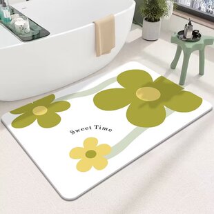 卫生间地垫浴室软硅藻泥吸水防滑花朵厕所洗手间门口垫子脚垫地毯