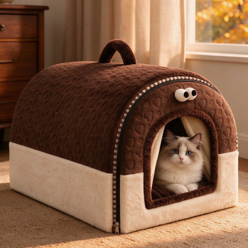 猫窝冬季保暖封闭式房子型中大小型犬猫咪房子可拆洗四季通用狗窝