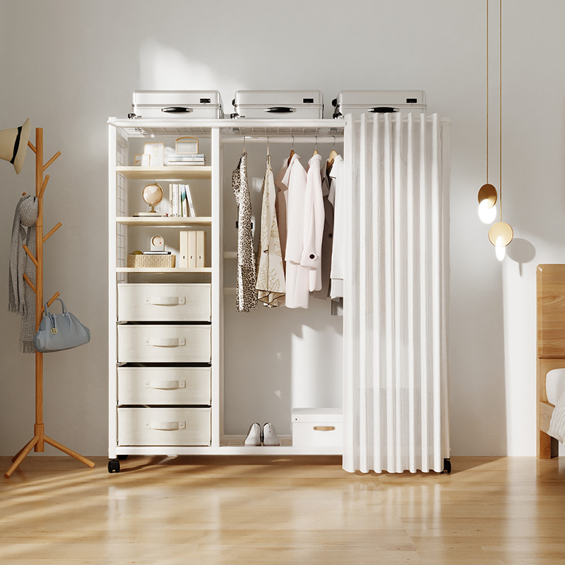 衣柜家用卧室简易布衣柜出租房用钢架结实耐用组装小衣橱收纳柜子