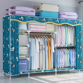 简易衣柜家用卧室布衣柜钢管加粗加固出租房用收纳挂衣橱结实耐用