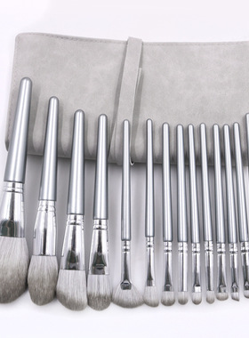 现货初见化妆刷14支散粉眼影粉底腮红高光刷专业化妆刷套装木柄